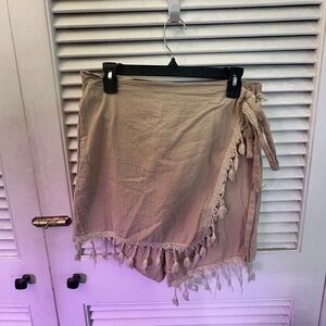 SHEIN Cream Tassel Wrap Skirt